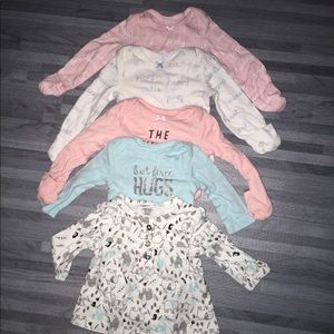 Baby girl carters set of 5 long sleeve onesies